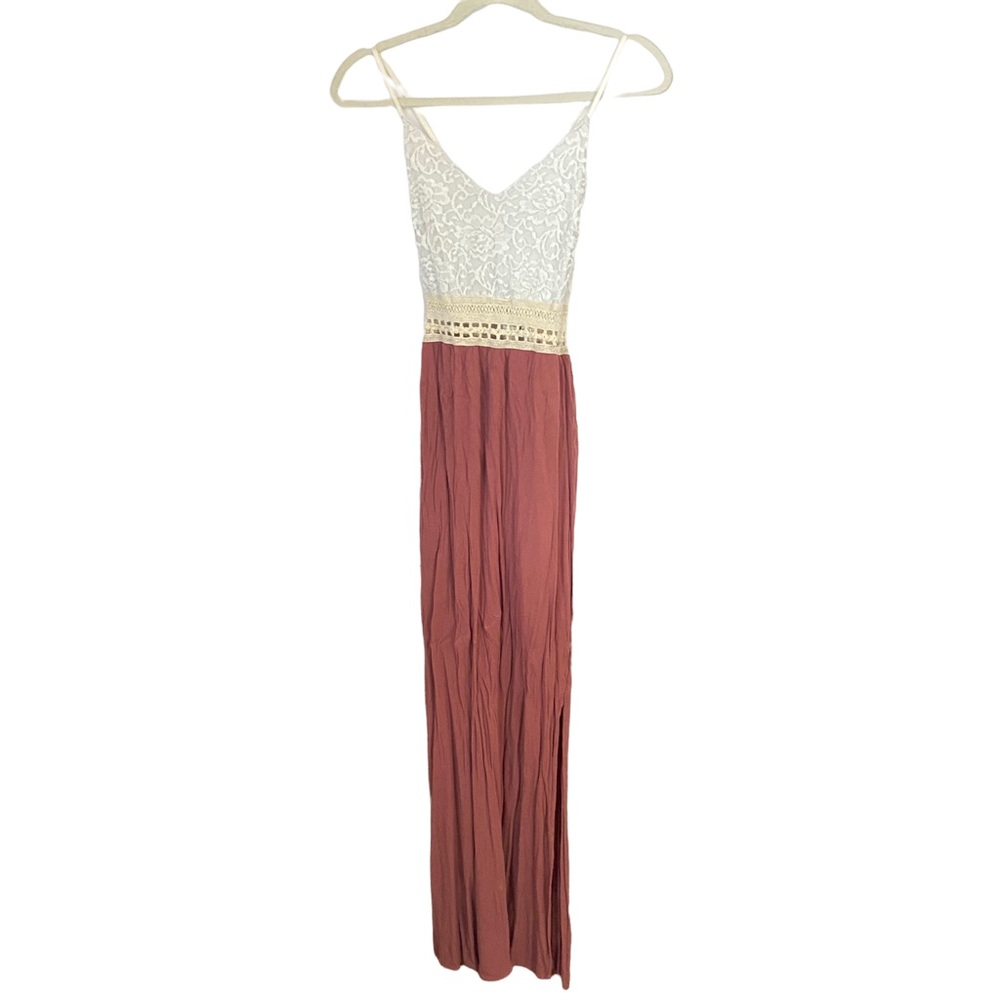 Windsor Women Lace Crochet Maxi Dress Size Medium Sleeveless Color Block